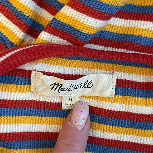 Women's M Madewell Ribbed Tank Bodysuit Slim Fit Striped - Picture 6 of 10